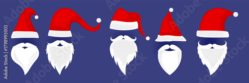 A cute red and white space rocket delivers a happy Christmas gift with a Santa hat illustration and winter snow