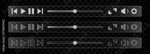 Player bar control set in glass style