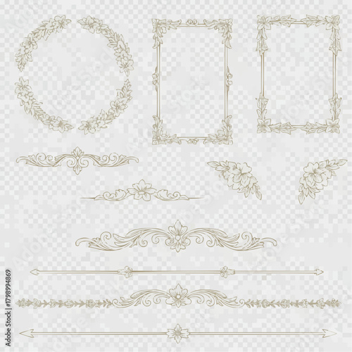 高級感ある枠や装飾のセット