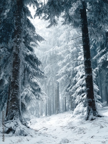frozen winter forest with snow covered trees outdoor no logos no brands ar 34