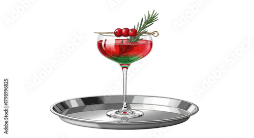 Festive cocktail on tray