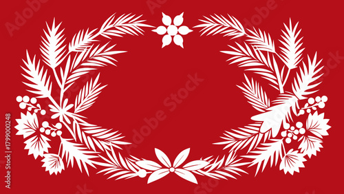 Christmas wreath on a red background
