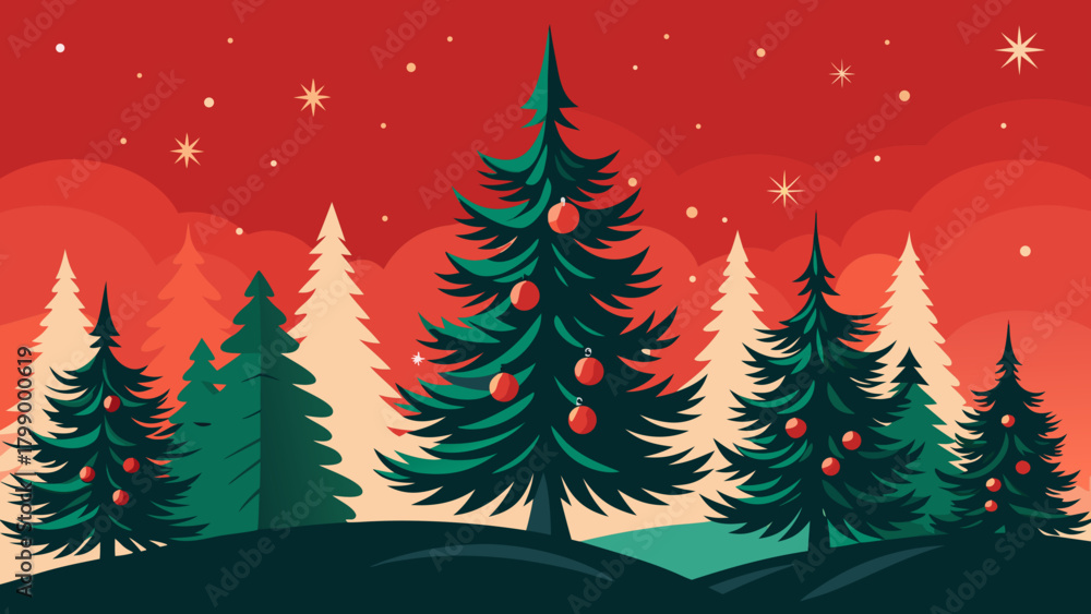 Fototapeta premium Christmas tree in winter landscape