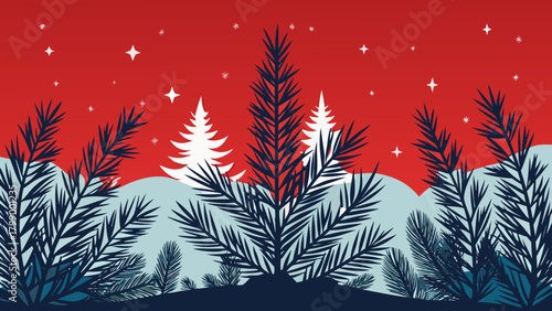 Winter forest with fir trees and snow