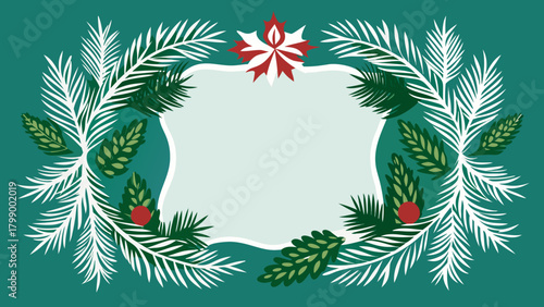 Christmas frame with pine branches design