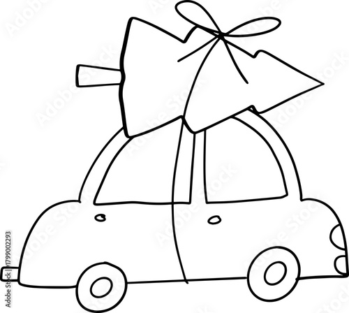 Line art vector christmas element