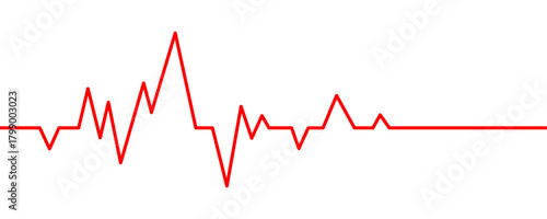 Red heartbeat line on isolated white. Red heartbeat symbol. Red heartbeat line PNG with transparent background. Heart wave vector illustration.