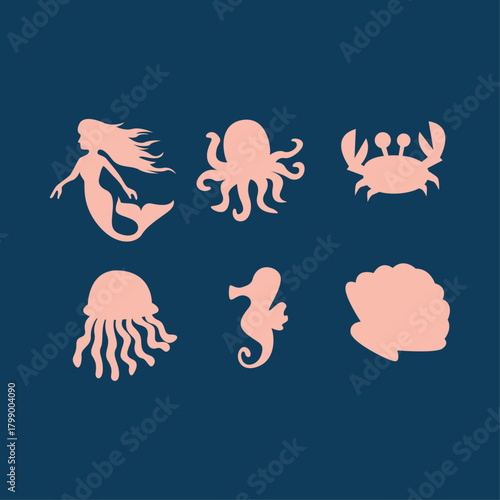 Sea Life trendy pretty amazing design useful vector Illustration colorful background