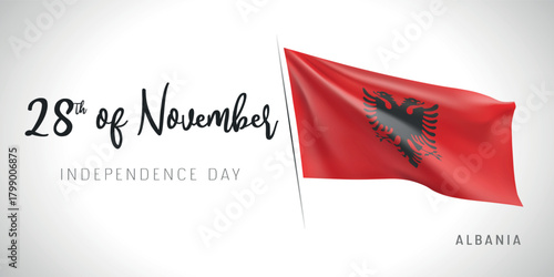 Albania independence day vector banner, greeting card.
