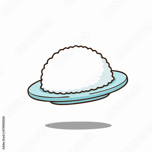 Simple illustration of a serving of rice on a plate