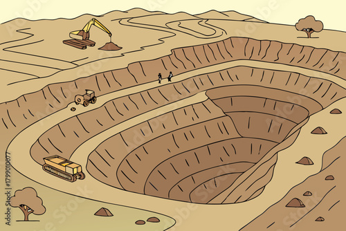 Aerial view of a diamond mining pit, ideal for energy, extraction, or industrial-themed promotions