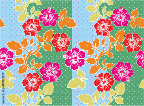 Full colour  floral motif Batik indonesia