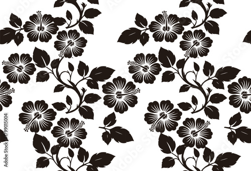 Black and white floral motif Batik indonesia
