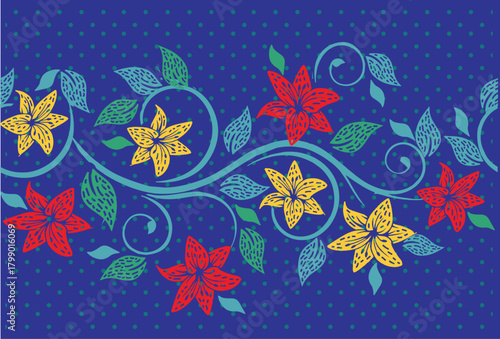 Full colour  floral motif Batik indonesia