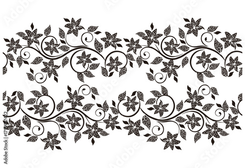 Black and white floral motif Batik indonesia