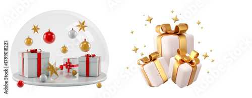 Vector illustration of festive gift boxes