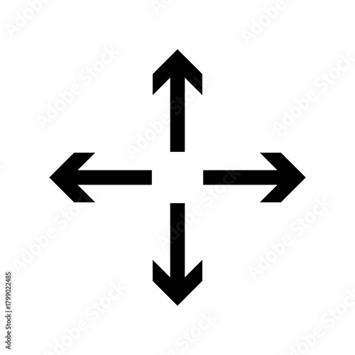 Four directional arrows pointing up, down, left, and right, representing movement, navigation, resize, or expand functionality in a ui interface icon.