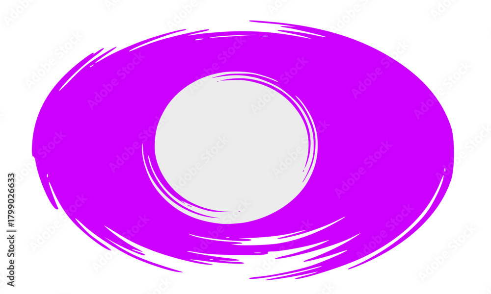 Obraz premium Grunge Purple Brush Stroke Frame Design Element, Circular Paint Swirl with Copy Space, Modern Abstract Artistic Texture Background, Vibrant Magenta Hand-Drawn Ring