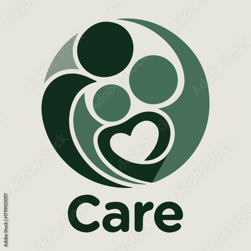 Abstract family care symbol in circle