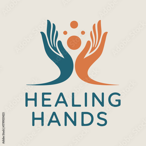 Healing hands logo with circles above