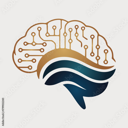 Stylized brain with circuit connections