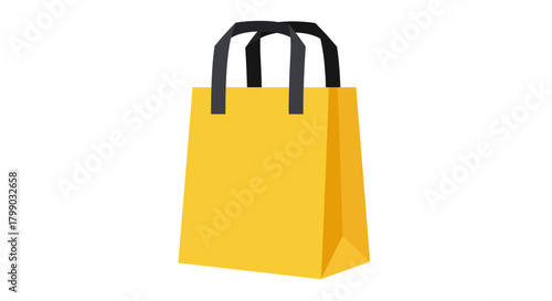 Yellow Shopping Bag with Black Handles Isolated on White Background american football