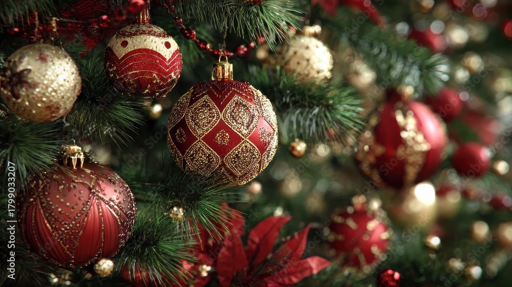 Fototapeta premium christmas decorations on a tree