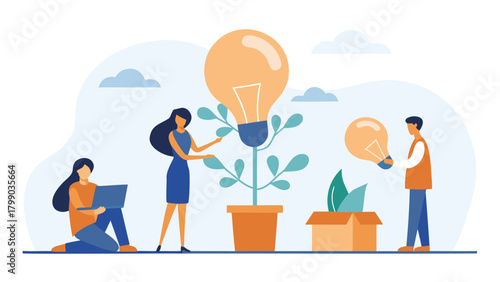 Diverse team of professionals collaborating on innovative eco friendly business solutions showcasing growth and sustainability in a modern corporate setting