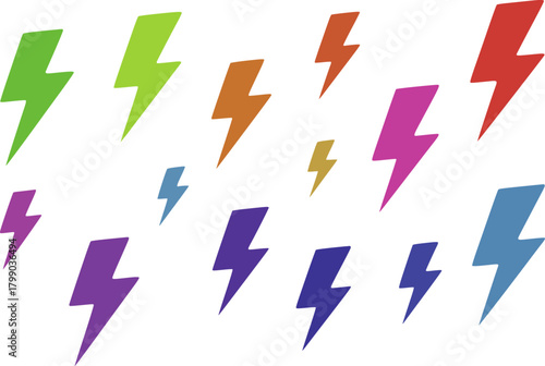 Colorful lightning bolt pattern bolts energy