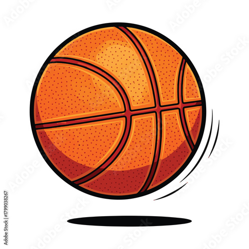 Dynamic orange basketball bouncing in play