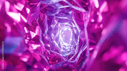Fototapeta Naklejka Na Ścianę i Meble -  Abstract purple crystal tunnel light glow background