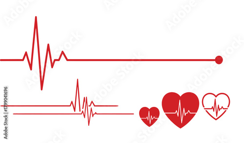 Heartbeat Pulse Line with Hearts Medical and Healthcare Concept Design