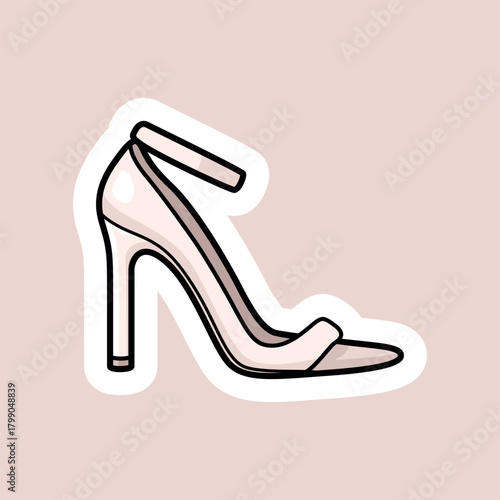 Woman high heel sandal sticker – elegant fashion footwear vector clipart