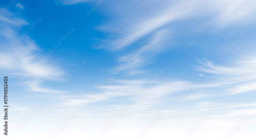 Obraz premium Beautiful blue sky with soft white clouds creating a peaceful and serene atmosphere in the bright sunny day