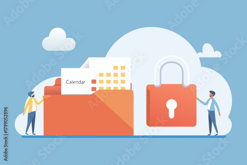 Secure calendar data and personal information with a padlock and folder illustration