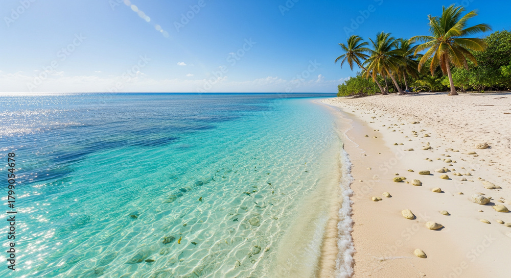 Fototapeta premium tropical beach with palm tree