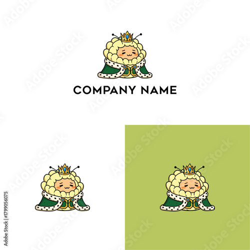 Adorable Cartoon King Character with Crown and Regal Robe Illustration