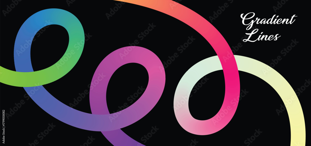 Fototapeta premium Abstract Gradient Color Lines wave Background. Rainbow Ribbons. Vector Color Lines with Gradient. Fluid Graphics Element Design