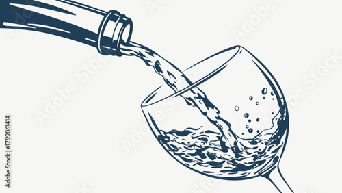 Wine being poured into a glass illustration