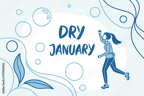 Dry January Illustration - Woman Reaching for a Cleanse