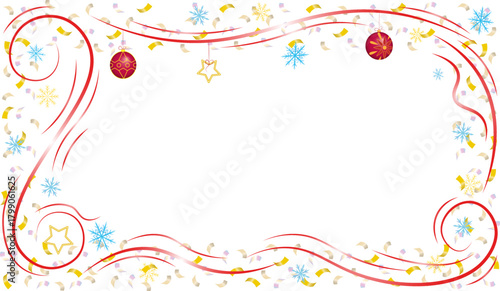 Beautiful New Year's background with Christmas toys and snowflakes