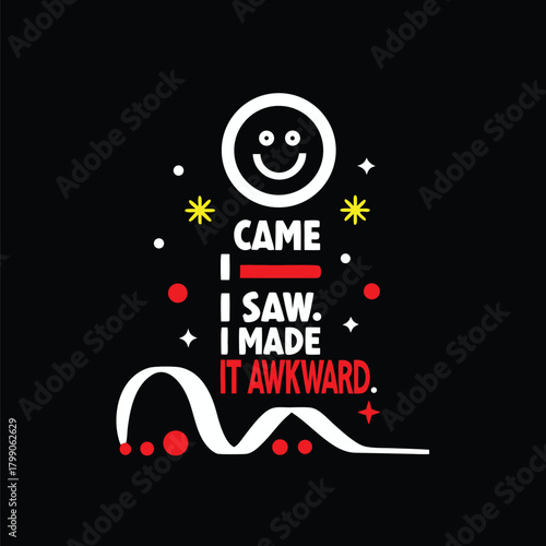 Cuadro en lienzo Humorous T-Shirt Design with Awkwardness Theme and Smiley Face Graphic