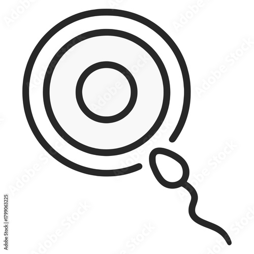 Fertilization Line Icon Sperm and Egg Symbol representing conception, fertility, reproductive biology, and human development