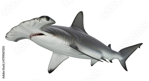 Hammerhead Shark PNG. Distinctive Head Shape, Ocean Predator, and Marine Animal Wildlife. isolated on white or transparent background. PNG. Unique Species Graphic