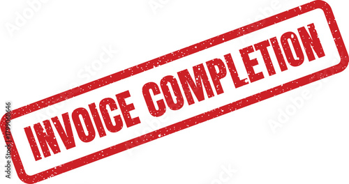 Diagonal red rubber stamp sign indicating the completion of an invoice process or financial transaction