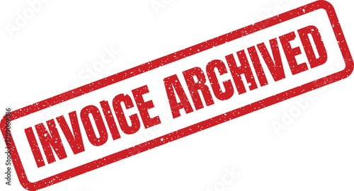 Distressed rectangular rubber stamp with the INVOICE ARCHIVED designation for financial record keeping and storage