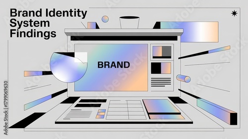 Digital Brand Identity Analysis on Computer Screen with Graphics