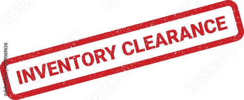 Distressed red rubber stamp mark signifying a special inventory clearance sale event or status