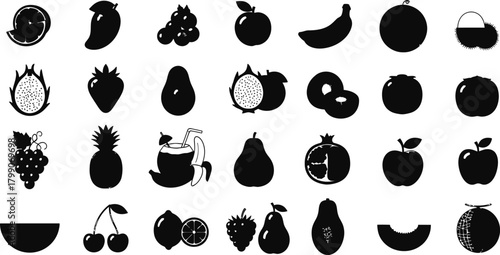 set of black and white icons of different shapes