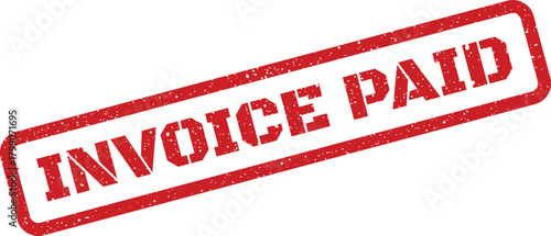 Grungy rubber stamp mark with INVOICE PAID text for financial documents and business records verification